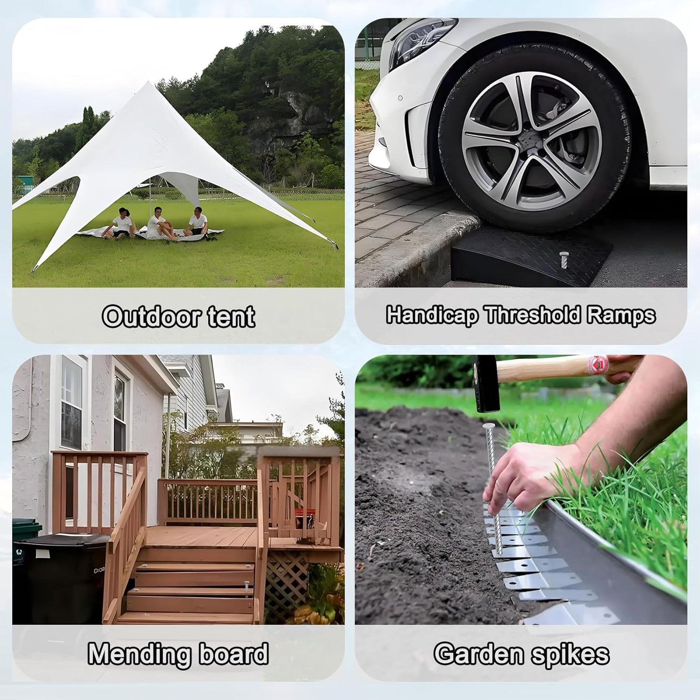 VVOKGO 12 Inch Rebar Stakes Metal Asphalt Anchoring Spikes Ground (16pcs), 1/2 Inch Diameter Galvanized Landscape Anchors Heavy Duty for Speed Bump, Handicap Threshold Ramps, Parking Limits Curb, Tarp