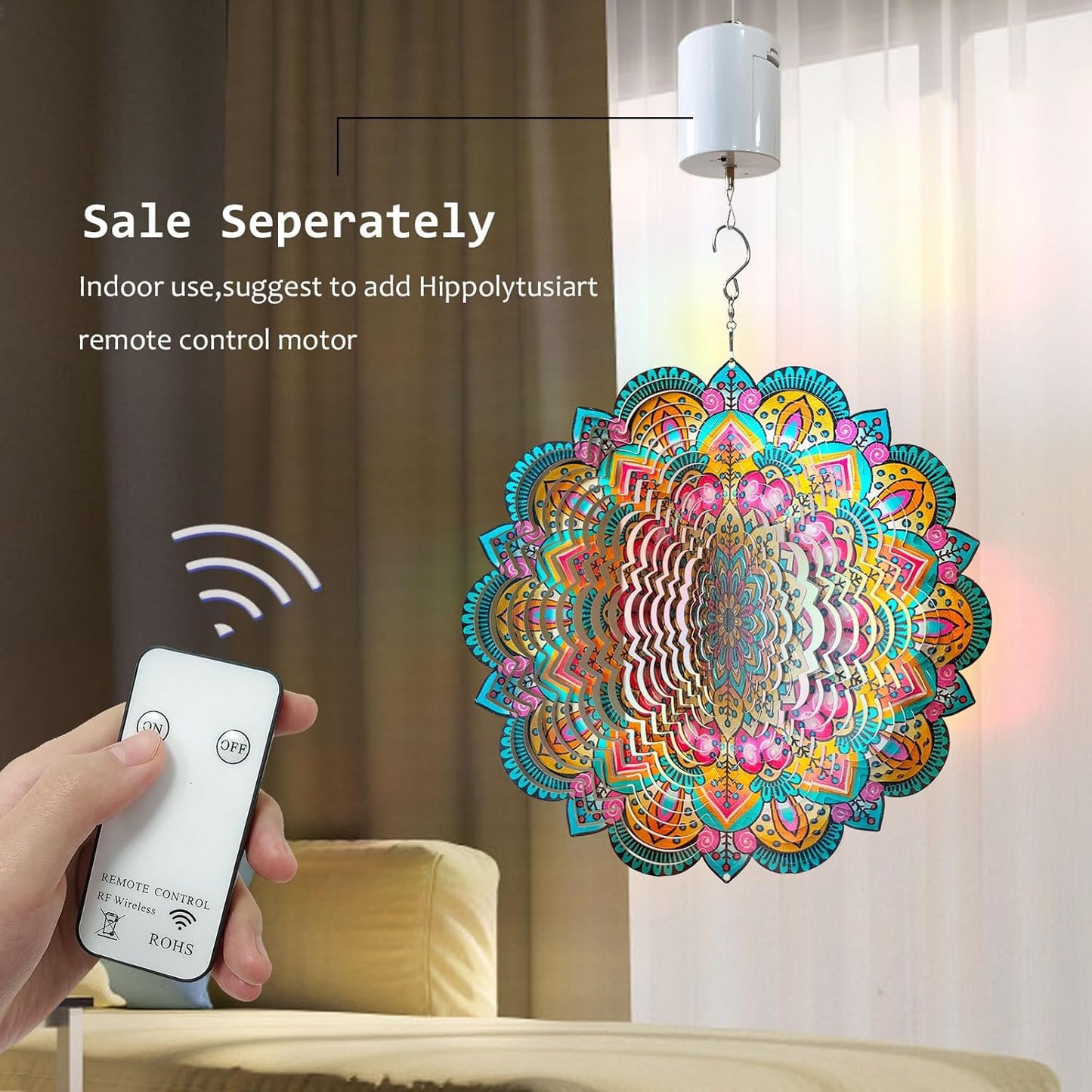 Wind Spinners Outdoor Mandala Lucky Star,Laser Cut Metal Kinetic Art Wind Spinner Gift for Christmas,12In Stainless Steel Hanging Yard&Garden 3D Wind Sculpture Decorations Indoor Spinners