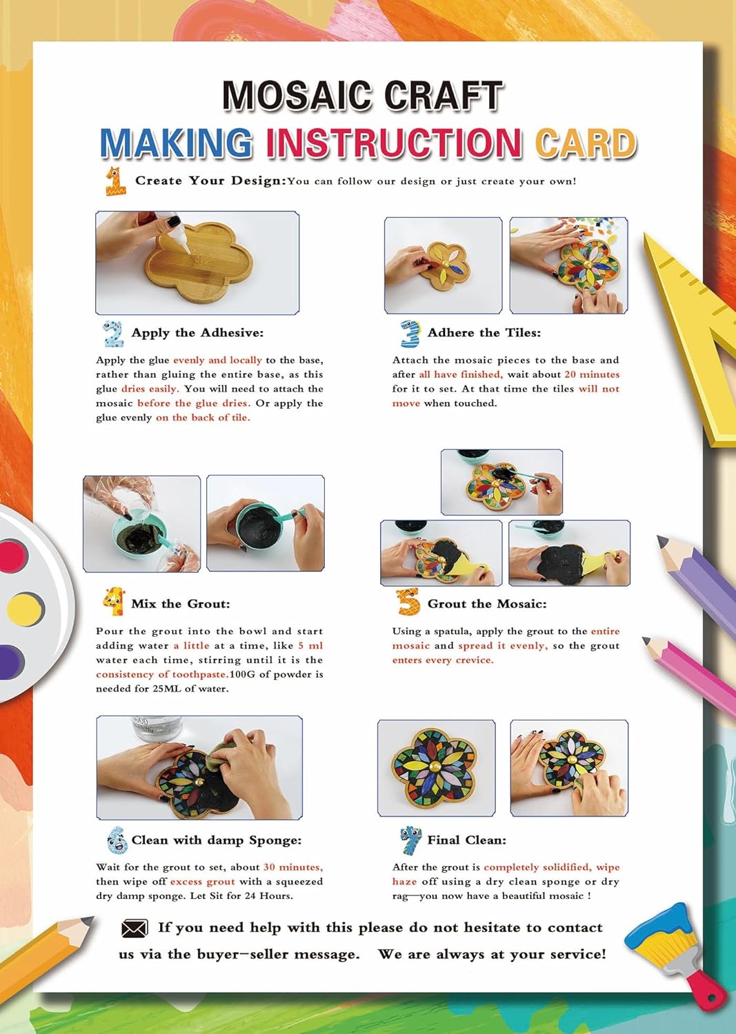 Lanyani 2 Sets of DIY Mosaic Craft Kits Mosaic Tiles Coaster Kit Make Your Own Mosaic Project Handmade Craft Set with Stained Glass Mosaic Tile Pieces for Decoration and Gift