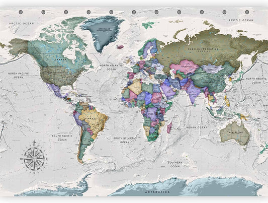 artgeist Premium Wall Mural World Map 98x69 in - XXL Non-Woven Wallpaper Fleece Wall Decor Photo Print Picture Image Design Home Map of The World k-A-0380-a-a