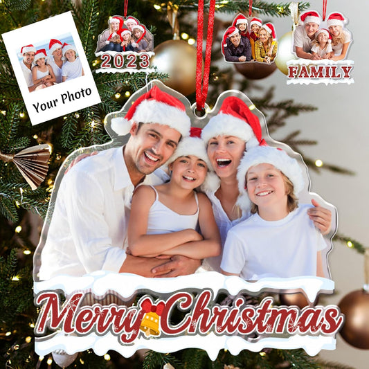 Personalized Photo Ornament Acrylic Custom Christmas Ornaments with Picture Customized Family Christmas Ornament 2023 for Tree Hanging Decoration Gift for Men Women Style 4