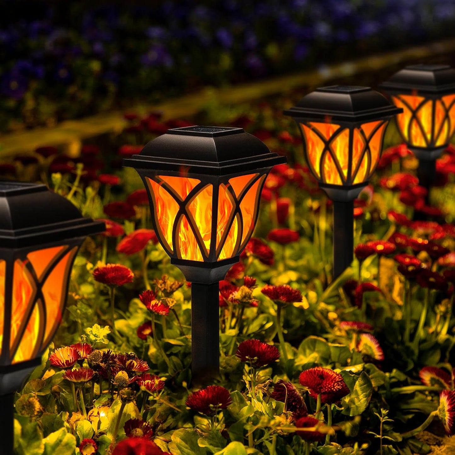 GIGALUMI Solar Lights Outdoor Waterproof, 8 Pack Flickering Flame LED Lights, Garden Decor for Yard, Patio, Landscape, Planter, Walkway