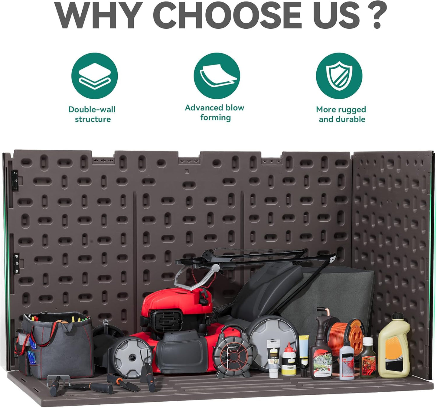 YITAHOME 200 Gallon Extra Large Deck Box, Double-Wall Resin Outdoor Storage Box with Flexible Divider for Patio Cushions Pool Supplies Garden Tools, 990 lbs Load Capacity, Lockable (Brown)