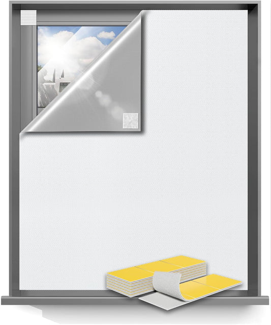 Sumobaby Blackout Curtains for Bedroom 75"x57" Portable No Drill Blinds for Windows with Heat-Resistant Magic Tapes,100% Black Out Window Cover Easy to Cut Fit for Home Cinema,Dorm Room,Nursery(White)