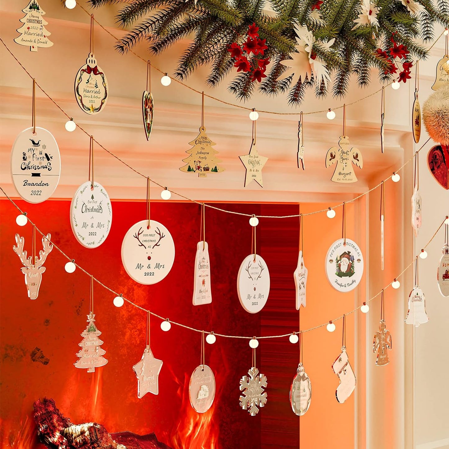 Personalized Christmas Ornaments with Photo - Custom Picture Text Ornaments for Christmas 2024, Customized Ceramic Xmas Tree Decor, for Kids, Mom, Dad, Friends, Lovers by Bemaystar