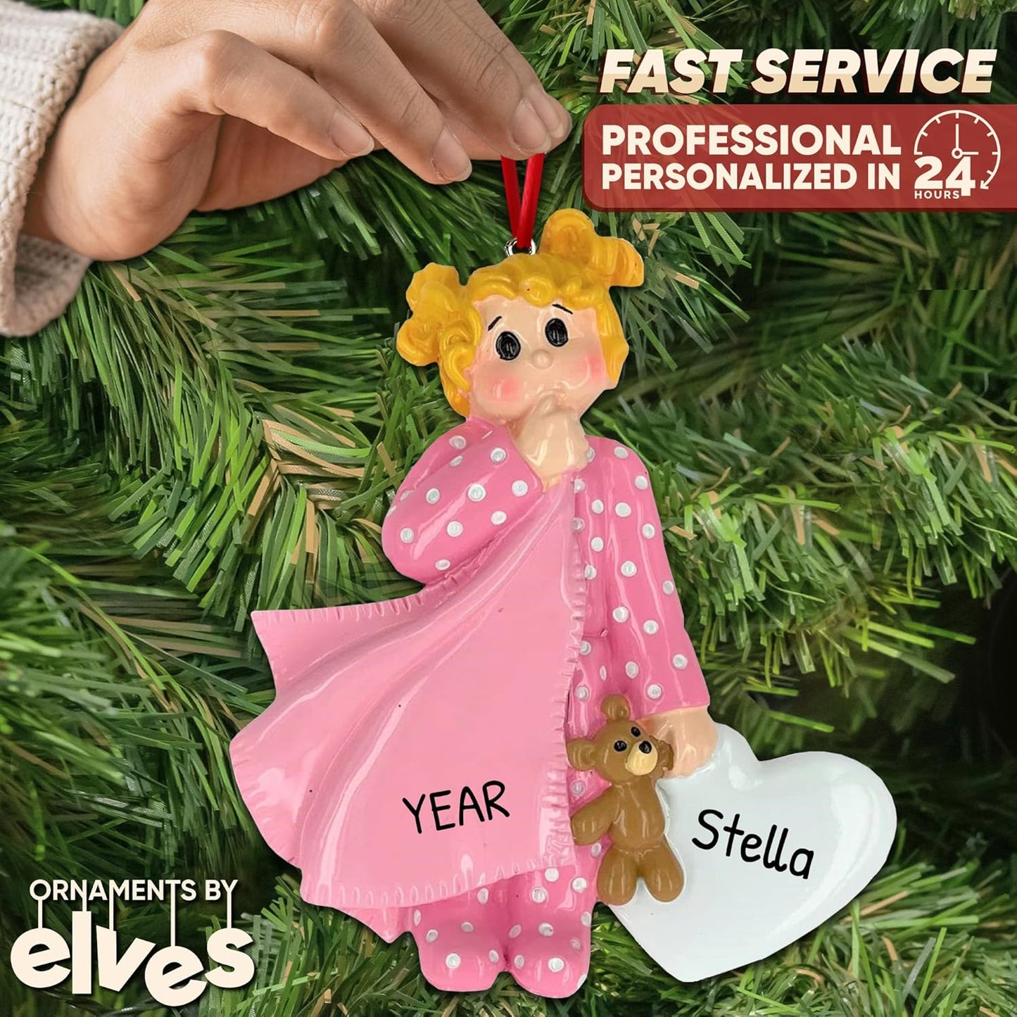 Personalized 2nd Christmas Boy Tree Ornament 2024 - Baby Child Hold Heart Second - Free Customization
