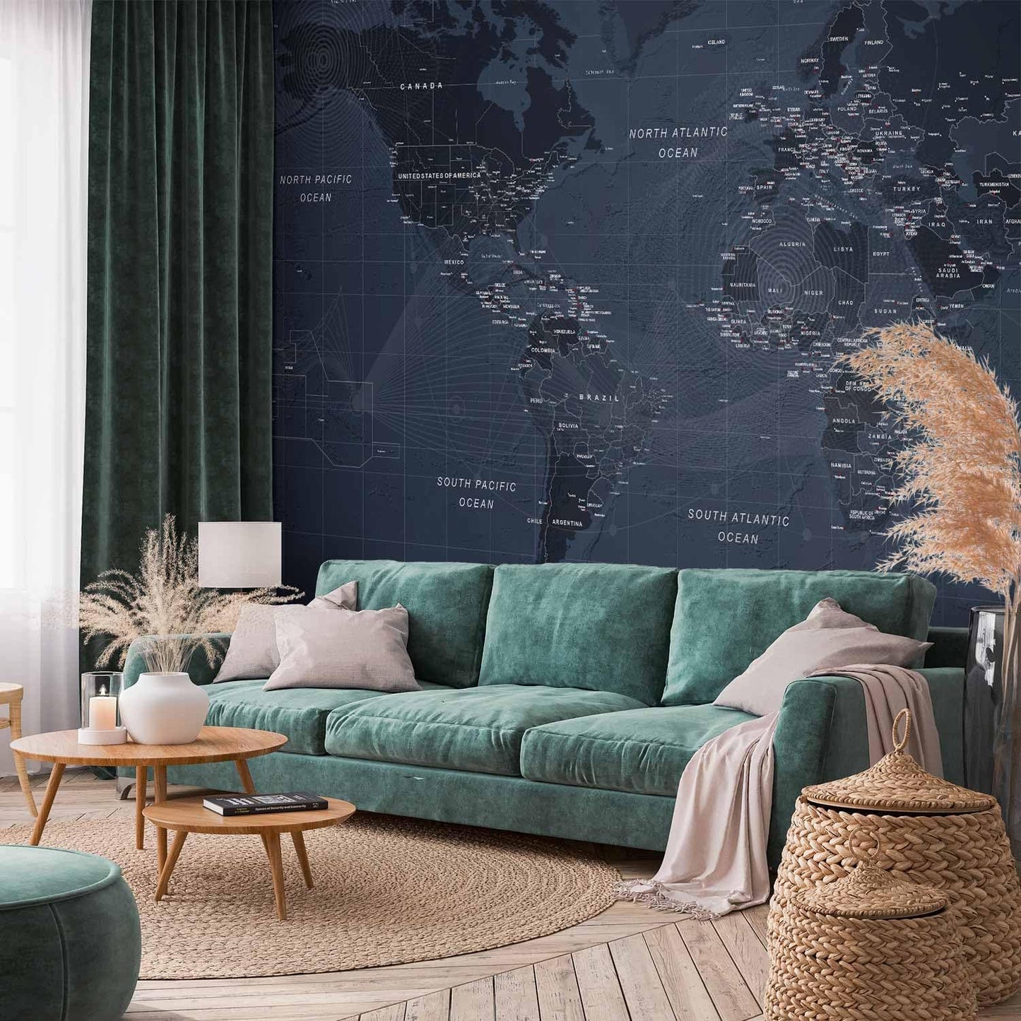 artgeist Premium Wall Mural World Map 79x55 in - XXL Non-Woven Wallpaper Fleece Wall Decor Photo Print Picture Image Design Home Map of The World k-A-0123-a-a