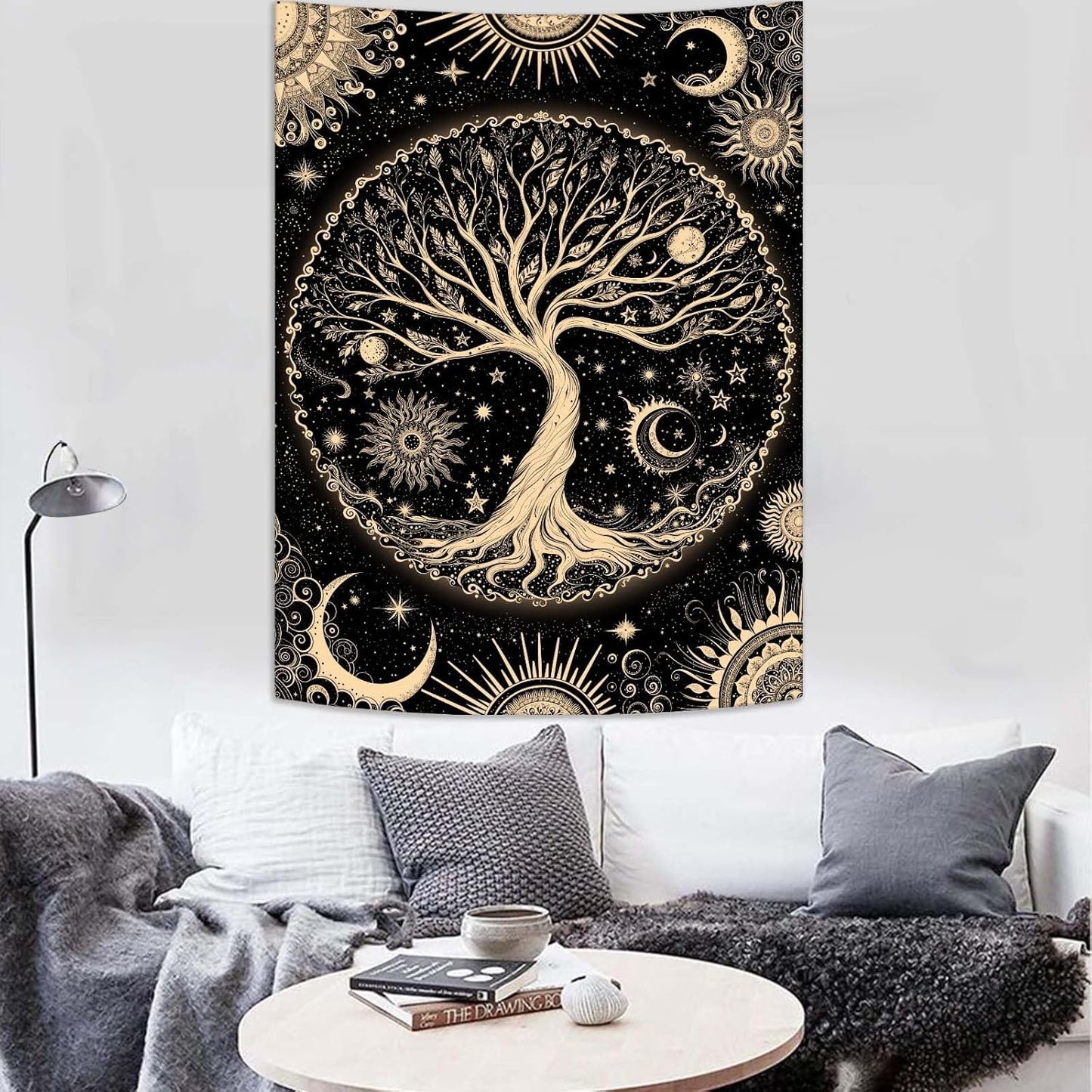 Lunerfex Tree of Life Tapestry Starry Sky Wall Tapestry, Vintage Tapestries for Bedroom Ceiling Tapestries Wall Hanging for Bedroom Living Room Decor Tree-3 60"x80"