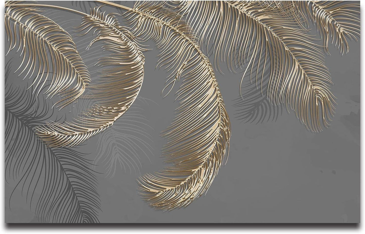 Wall Mural - 3D Peel and Stick Wallpaper for Bedroom and Living Room - Grey Palm Leaf - 98" x 58"