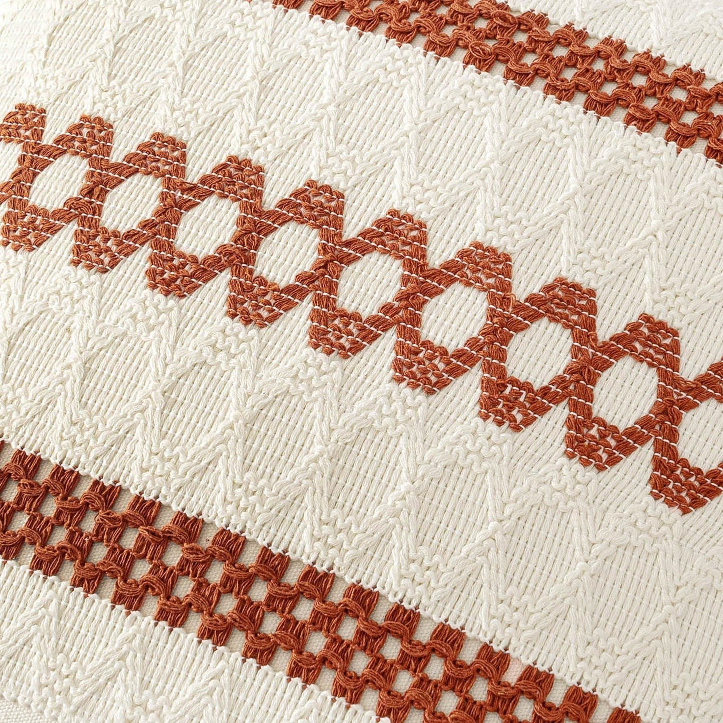 MIULEE Set of 2 Burnt Orange Fall Decorative Lumbar Pillow Covers 12x20 Inch Farmhouse Rustic Boho Couch Throw Pillows Modern Cushion Covers Retro Cute Macrame Woven Home Decor for Bed Sofa Chair