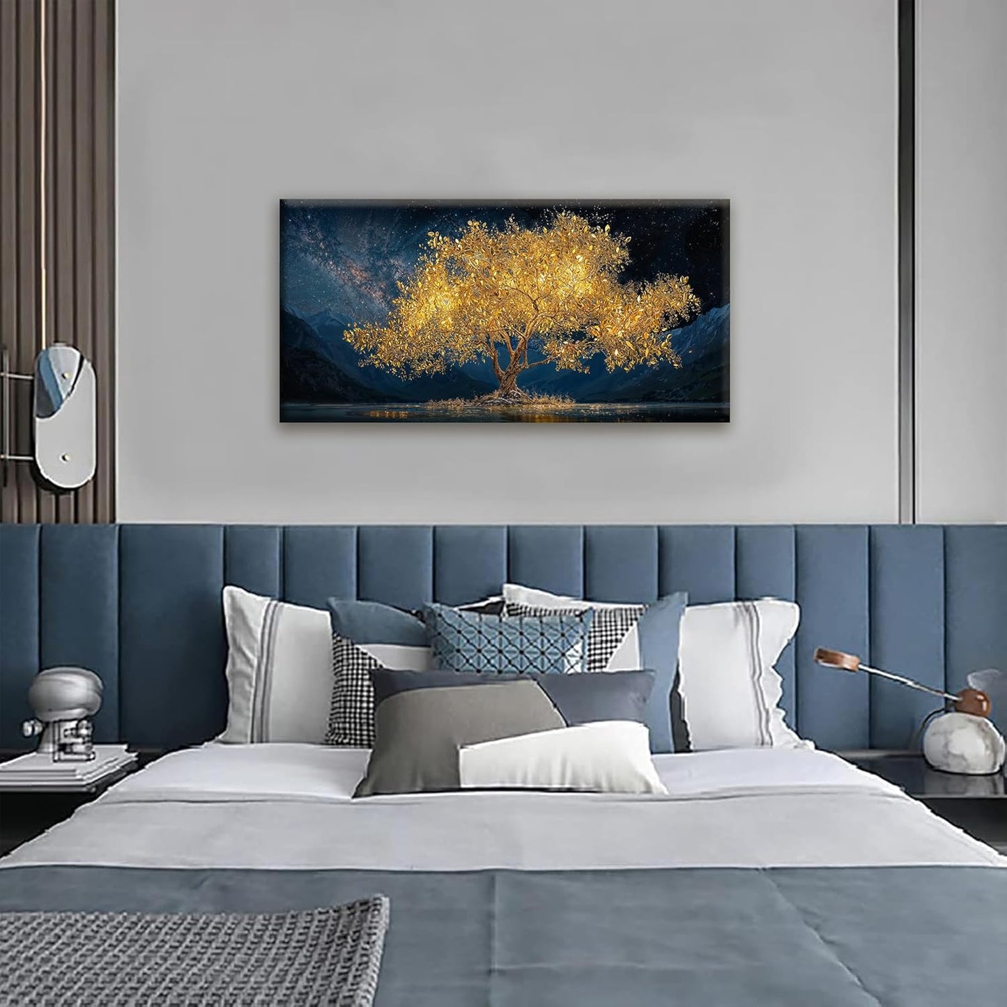 Tsomzxng Modern Canvas Wall Art Decor Print Paintings Gold Tree Of Life Landscape Painting Prints Abstract Wall Decor Picture For Bedroom Office Home Kitchen Artwork Ready To Hang 20"×40"