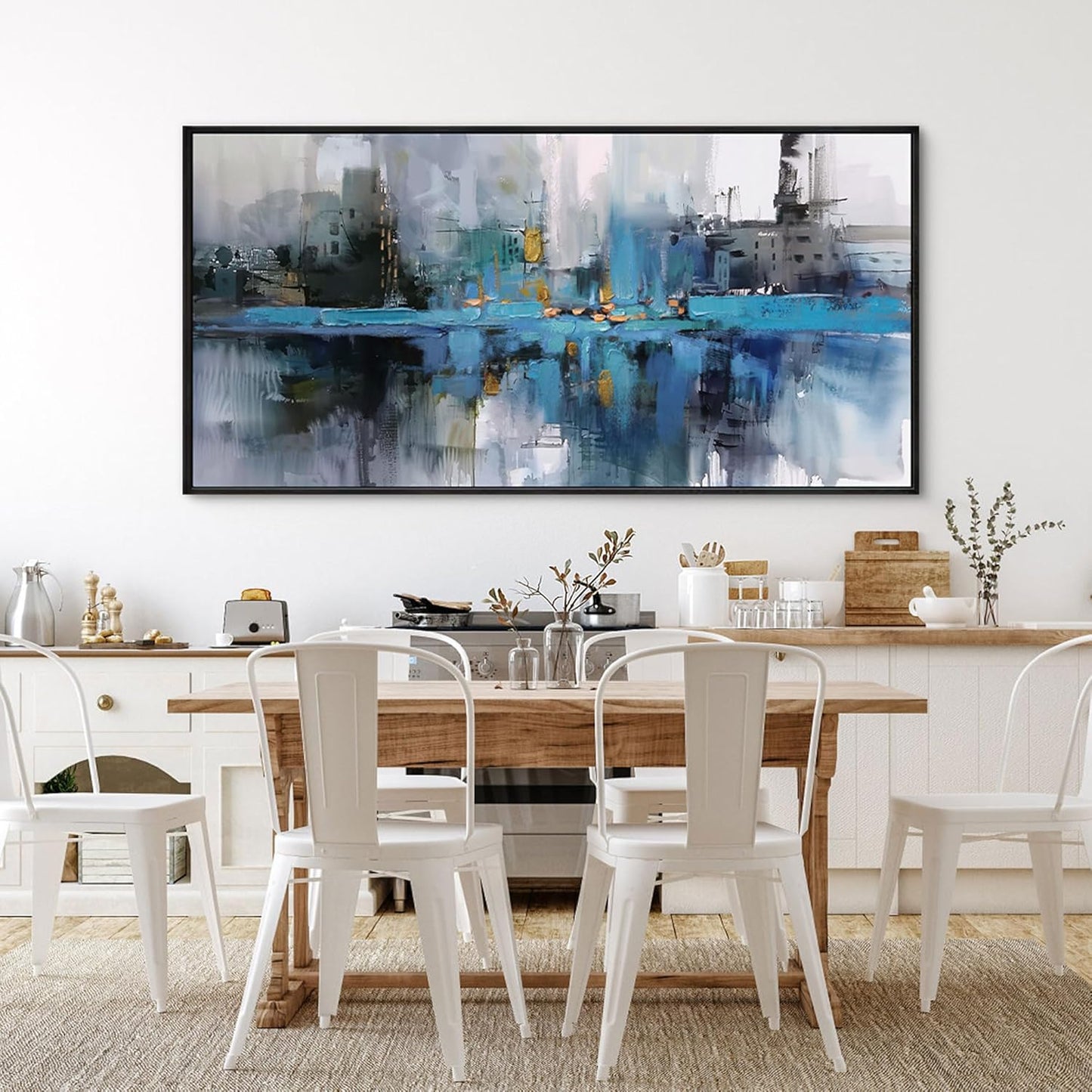 yiijeah Living Room Wall Art - Large Picture Wall Decor for Bedroom Canvas Frame Abstract Grey Modern Farmhouse Paintings Wall Hangings for Home Decorations