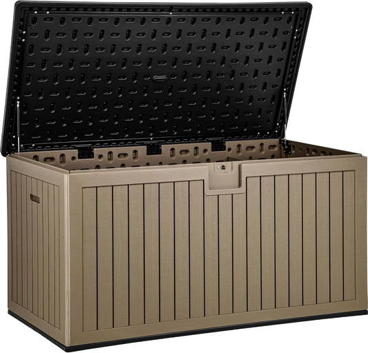 YITAHOME 230 Gallon Double-Wall Deck Box with Divider & Side Handles, Outdoor Large Storage for Patio Furniture Cushions, Garden Pool Accessories, Water Resistant & Lockable