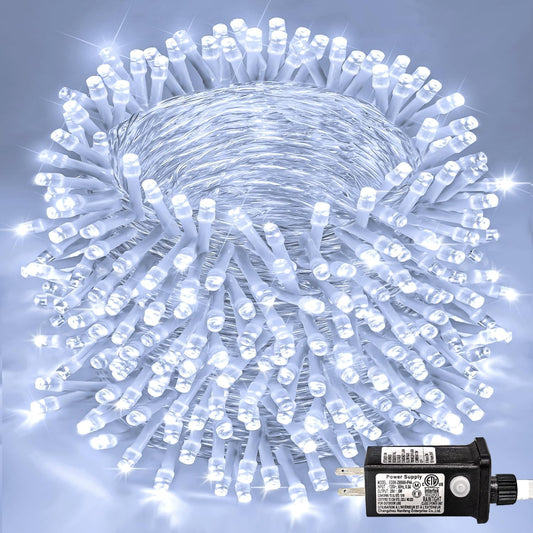 132FT 400 LED White String Lights Indoor Bedroom, 8 Modes White Christmas Lights Outdoor Clear Wire, Plug in Twinkle Fairy Lights for Bedroom Wedding Tree Christmas Decorations