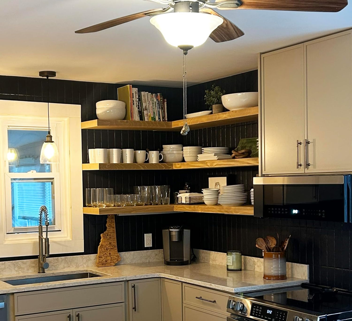 Joel's Antiques - 30 Inch Wooden Floating Shelves for Wall - 30x12x2 in - Made of Natural Wood - Long Heavy Duty Rustic Wall Shelves for Bedroom - Perfect for Living Room, Kitchen - Natural