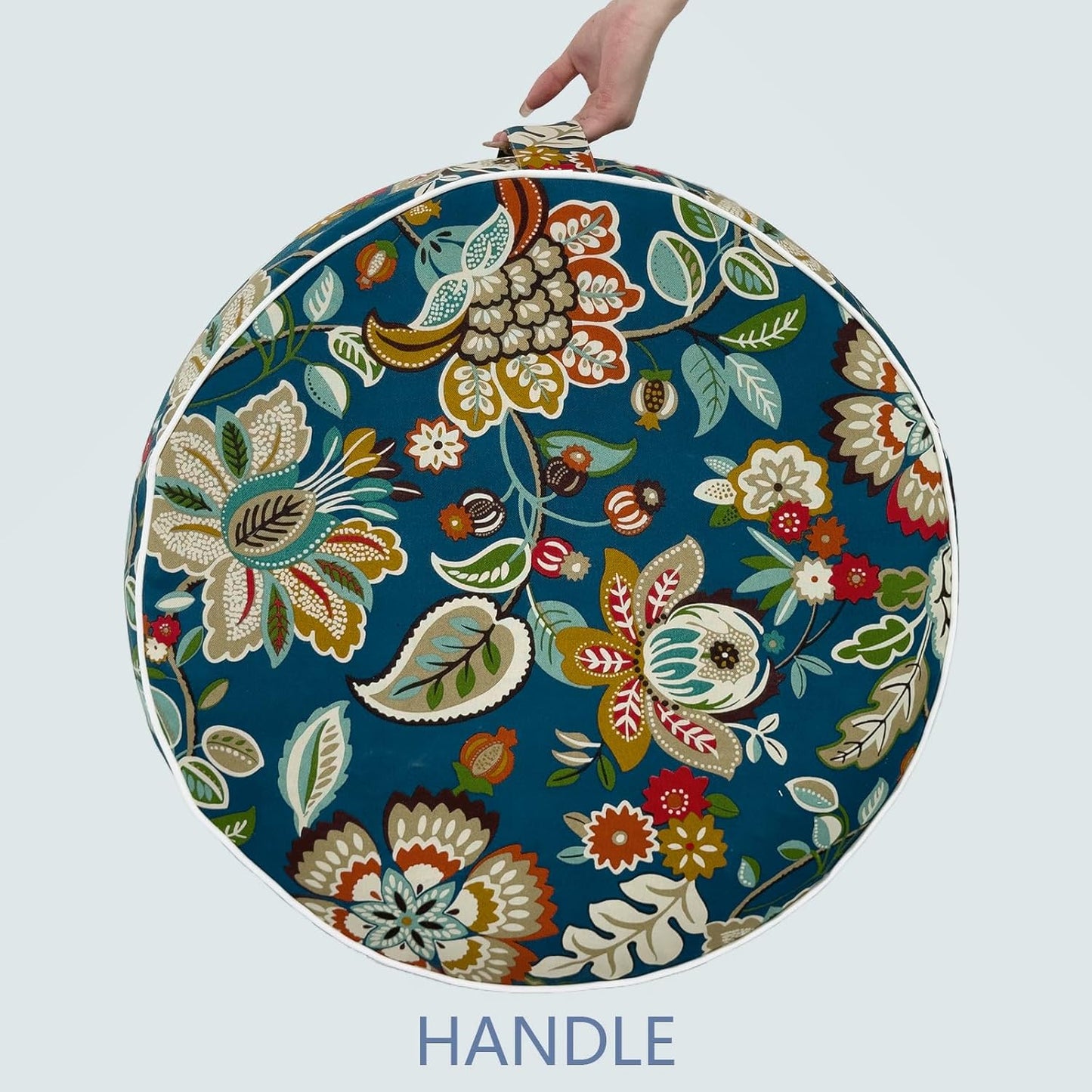 LVTXIII Inflatable Stool Ottoman Footrest with Handle, All Weather Foot Rest, Indoor or Outdoor Use for Home Patio Garden and Camping, D21 x H9, Peacock Blue