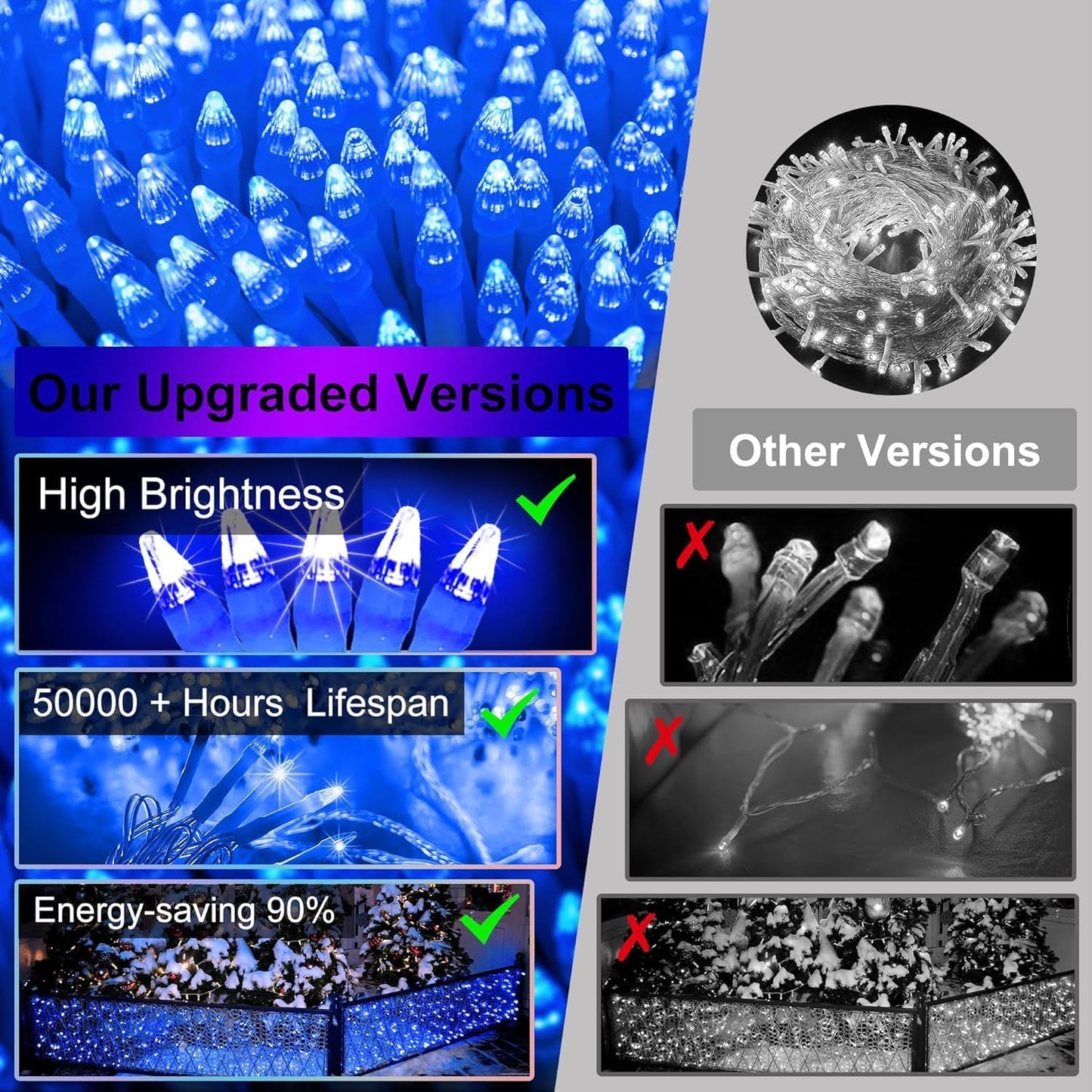 666 LED 66FT Icicle Lights Waterproof- 148 Drops 12 Modes Christmas Light with Memory Timer, Dimmable Christma TreeLights for Roof Balcony Holiday Gifts Blue