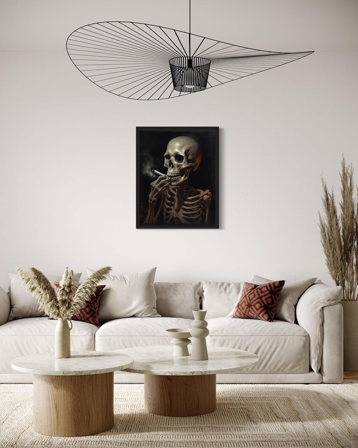 Skull Smoking Ciggarettes Poster Art Print, Halloween Scary Vintage Wall Art Academia Spooky Painting Decoration for Horror Prints, Gothic Posters Bedroom Decor 89 (Skull Smoking Ciggarettes, 11 x 14 inches, Unframed)
