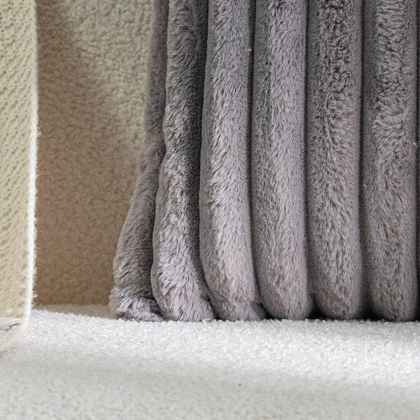 DEELAND Pack of 2,Double-Sided Faux Fur Plush Decorative Throw Pillow Covers Fuzzy Striped Soft Pillowcase Cushion Covers for Sofa Couch Bedroom