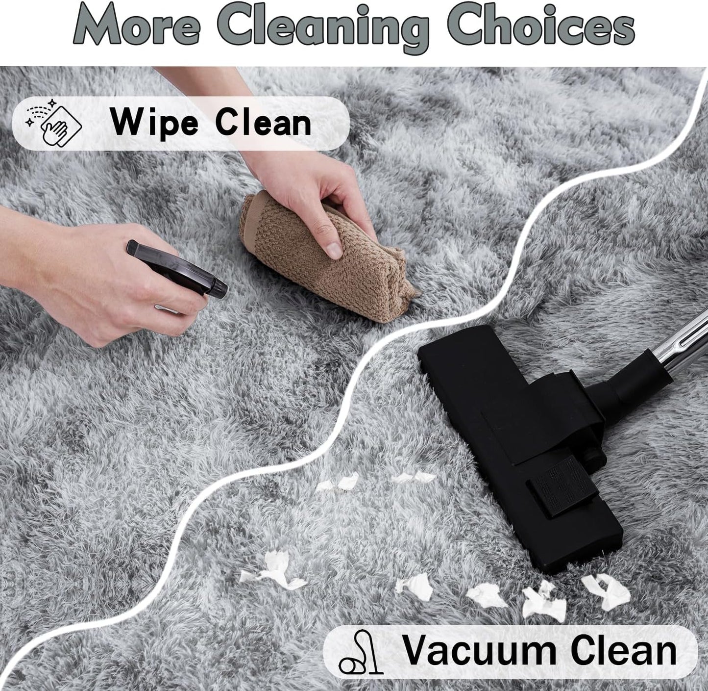 Rezutan Rugs for Living Room, Area Rug 4x6 Fluffy Rug Carpet, Soft Shaggy Modern Floor for Kids Boys Girls Bedroom, Plush Fuzzy Dorm Rug,Grey Tie-Dyed