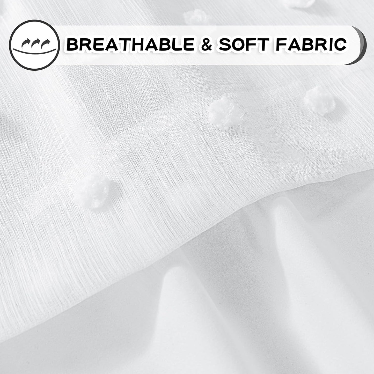 MYSKY HOME 100% White Blackout Curtains for Living Room Bedroom 84 Inches Long Total Light Blocking Drapes for Girls Room Thermal Insulated Curtains with Pom Pom Sheer Grommet Set of 2, 52W x 84L