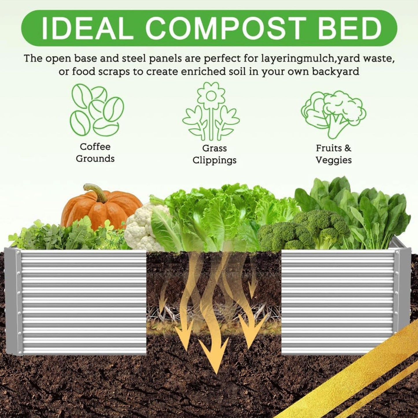 2 Pack 6x3FT Tall Galvanized Raised Garden Bed Outdoor,Metal Garden Bed for Vegetables,Steel Raised Beds for Gardening,Above Ground Garden Box for Flower-H2M