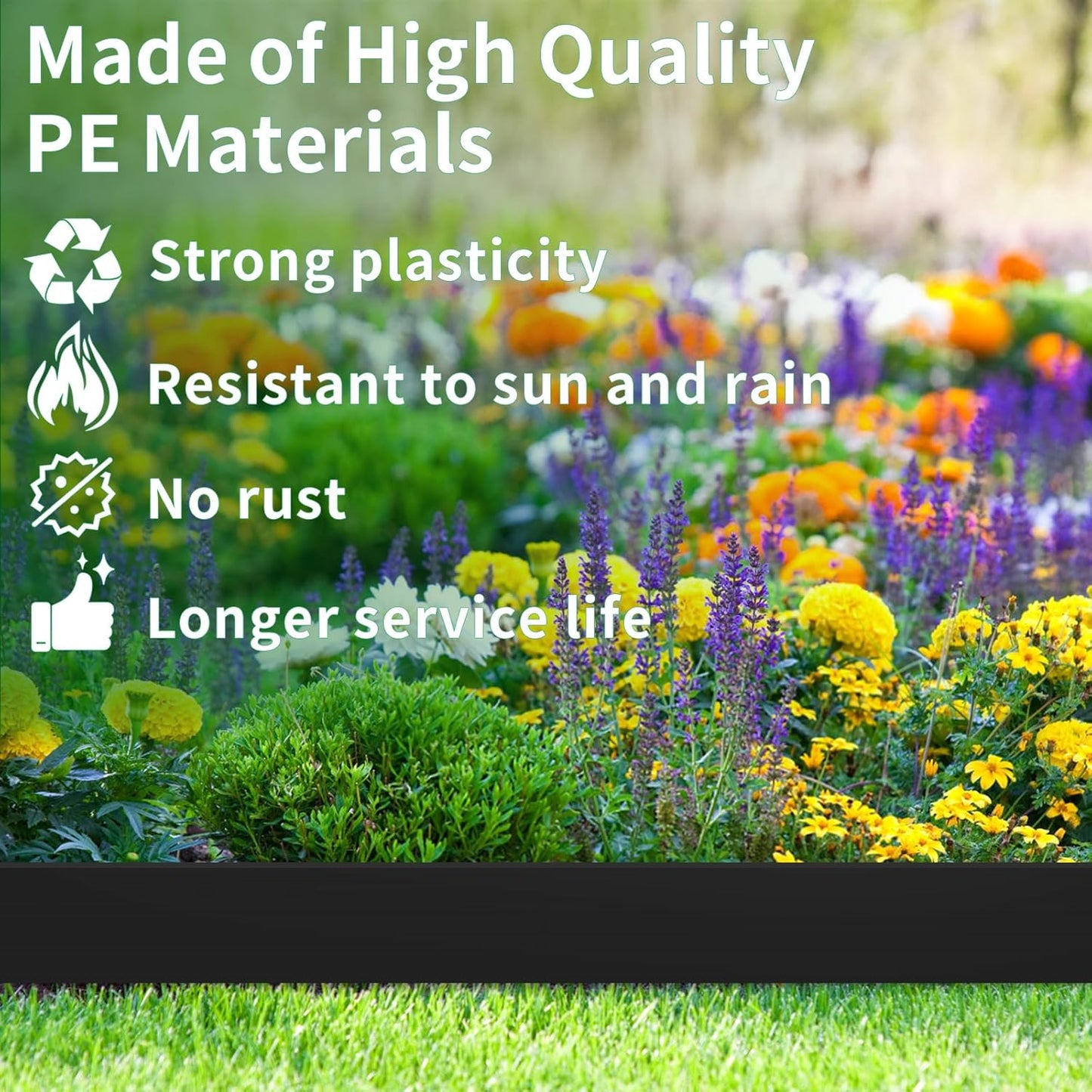 4 in x 25 Ft Garden Landscape Edging, No Dig Garden Edging Border Kit with 46 Pcs Spikes for Flower Bed Lawn Yard Grass Black