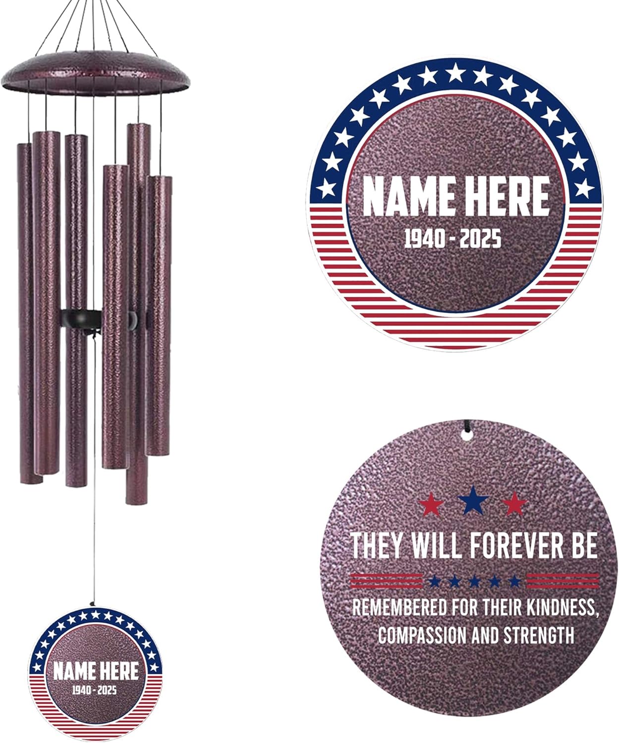 ASTARIN Personalized Wind Chimes for Memorial US Veteran, Deep Tone Wind Chimes for Loss of Loved One Brothers Sisters, Thank You Veteran Solider