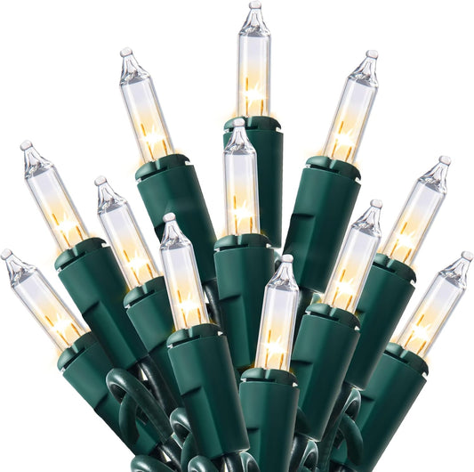 Joiedomi Clear Christmas String Lights Indoor,100 Count Mini Warm White Fairy Light,21.4 FT Lighting Decor for Patio Dorm Classroom Bedroom Holiday Wedding Party Garland Birthday Festival,Green Wire