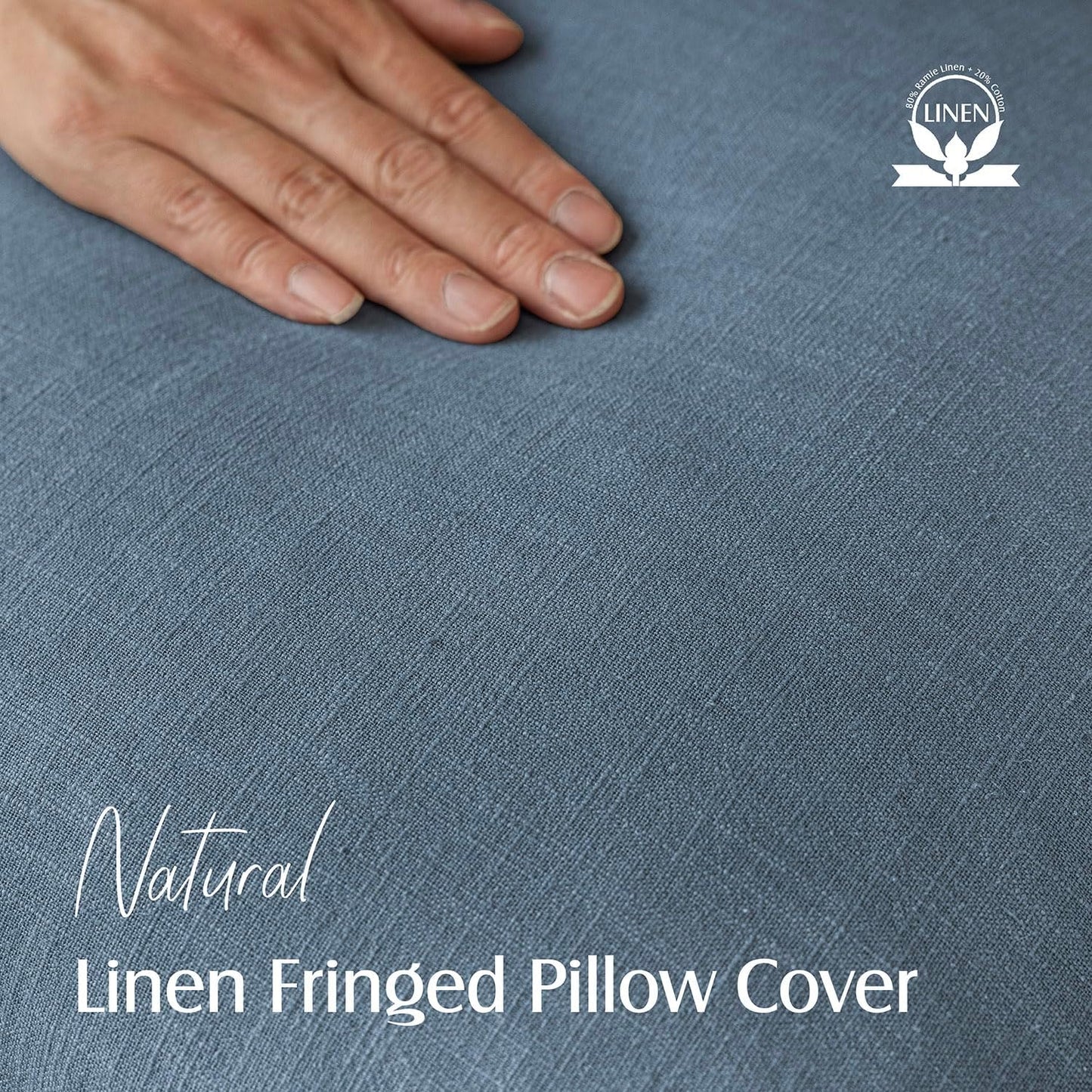 Foindtower Set of 2 Decorative Linen Fringe Lumbar Throw Pillow Covers Boho Farmhouse Cushion Cover with Tassels Soft Accent Pillowcase for Couch Sofa Bed Living Room Home Decor,12×20 Inch,Misty Blue