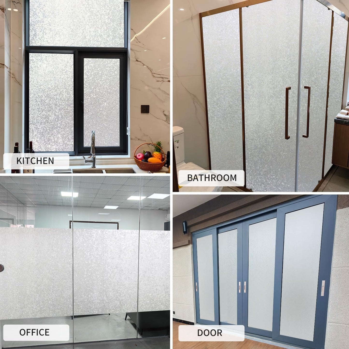 Window Film Privacy Day and Night with Installation Tools, Static Cling Glass Film Ideal for Home Shower Office Glass Door (Flash Diamond, 23.6 x 196.9 Inch)