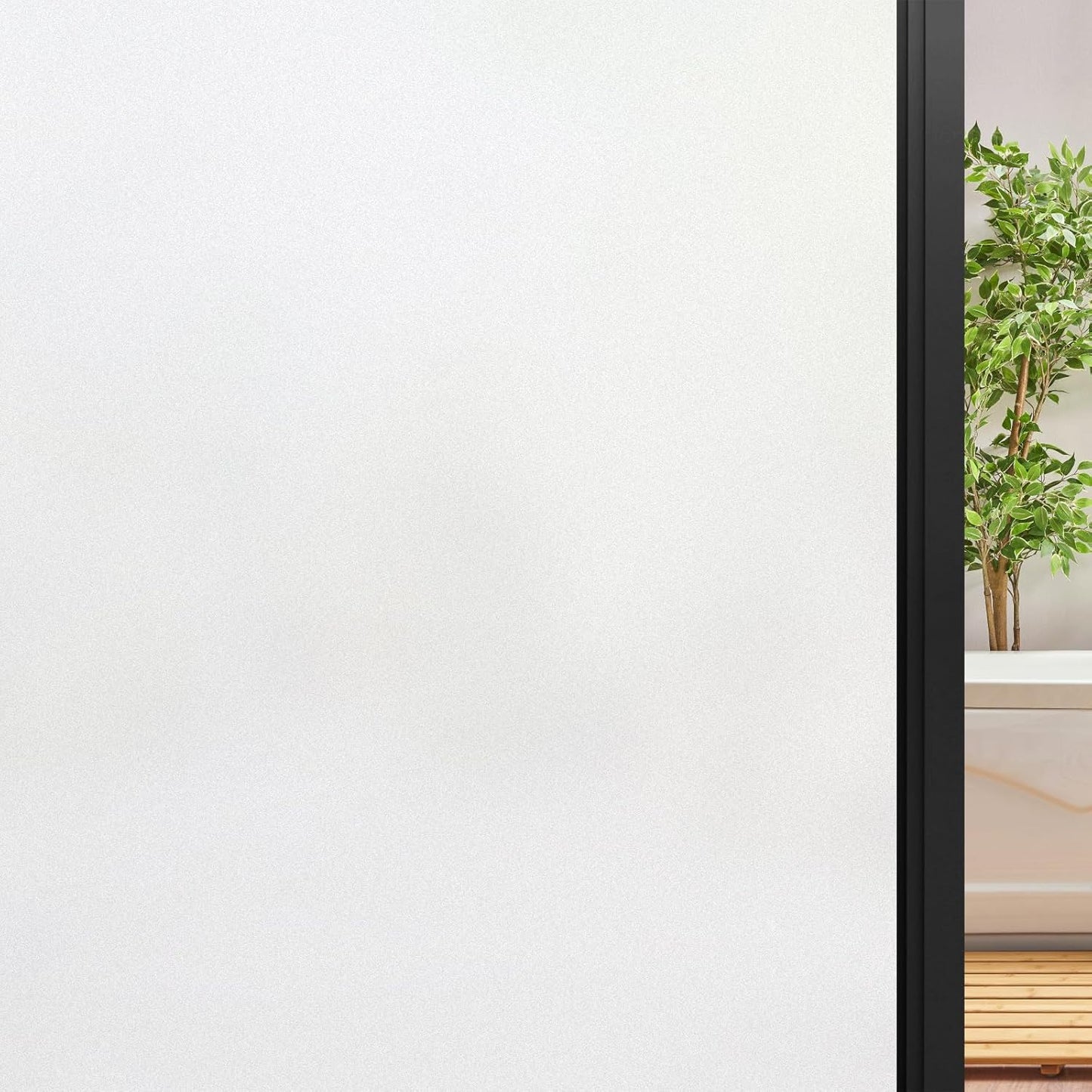 DOWELL Window Privacy Film, Frosted Glass Window Film, Static Cling Non-Adhesive Glass Clings, Sun Blocking Opaque Door Coverings, Reusable Door Sticker for Bathroom Home Office, White, 23.6" x 118"