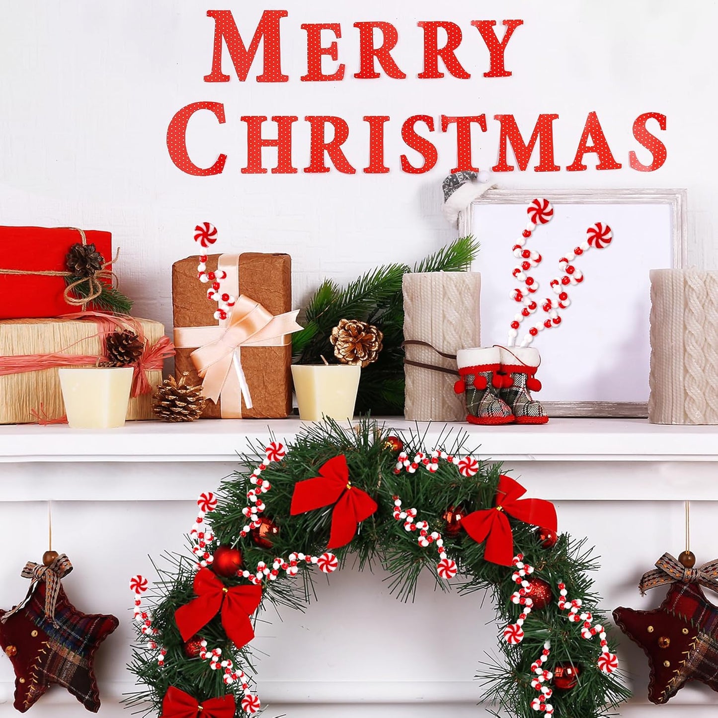 Sggvecsy 36 Pcs Christmas Curly Pick Red White Christmas Picks Christmas Tree Pick Candy Cane Christmas Decorations Christmas Tree Candy Shape Ornaments for Home Vase Wreath DIY Craft Xmas Tree Topper