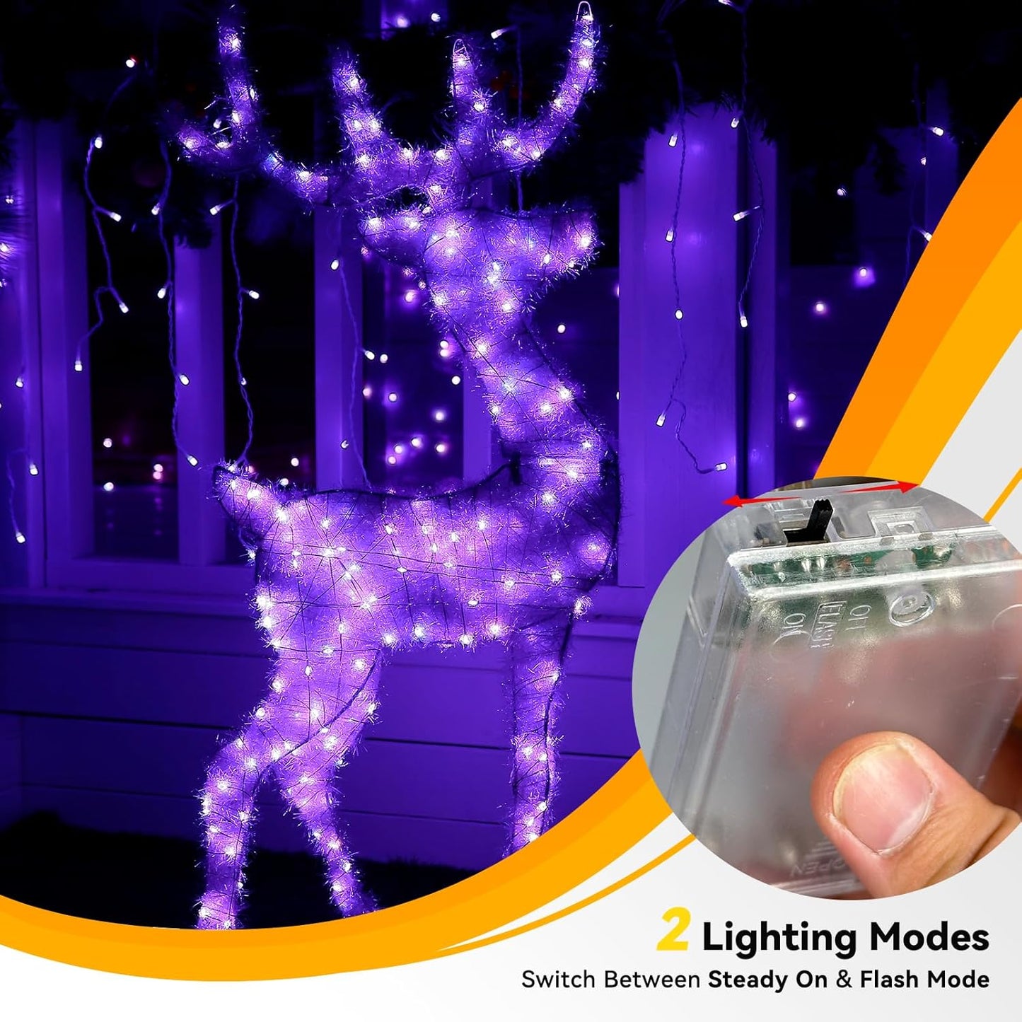 4 Pack 60LED Halloween Fairy Lights Battery Operated - 20FT Twinkle Lights with 2 Lighting Modes Indoor Outdoor, Waterproof Led Fairy String Lights for Christmas, Bedroom, Dorm, DIY Decor, Purple
