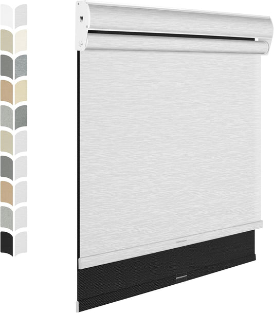 BERISSA Cordless Dual Roller Shades with Cassette Valance,Double Window Shades Blackout and Light Filtering Shades,Day and Night Roller Shades for Home Office Door.Linen Black and White.70 W x 80" H