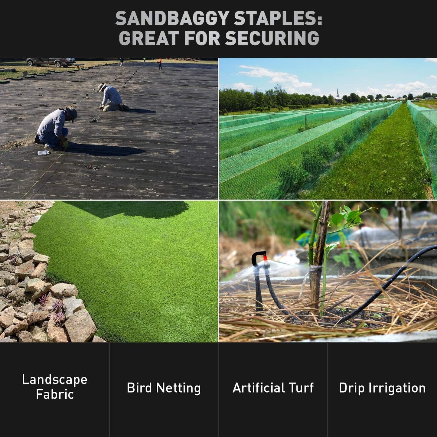 Sandbaggy 6 inch Landscape Sod Staples (9 Gauge Steel) ~ Great for Hard Soil - 20% Thicker Than Competition - Trusted by Farmers & Contractors Across USA (200 Staples)