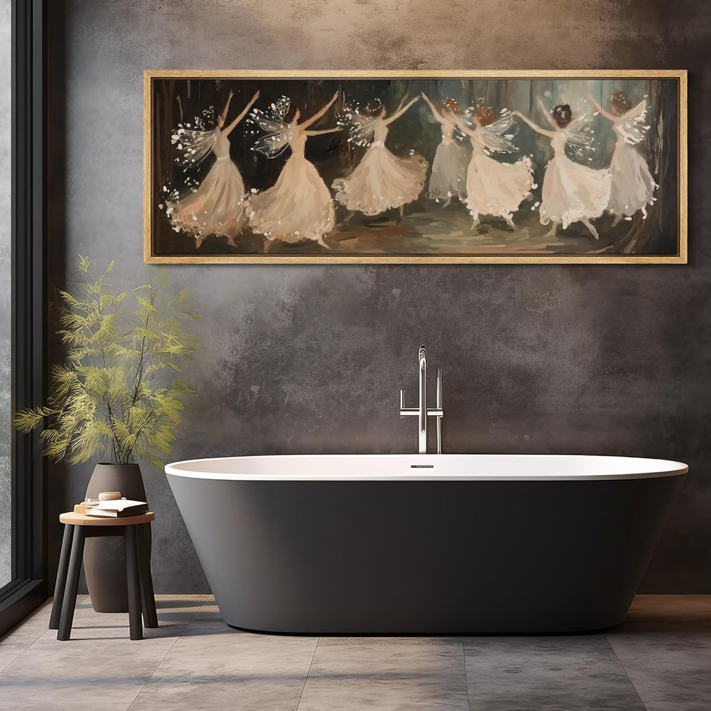 MUDECOR Large Framed Canvas Print Wall Art Ballet Dancers in Motion Romantic Impressionist Dance Scene Illustrations Decorative Colorful Multicolor for Bedroom - 60"x20"