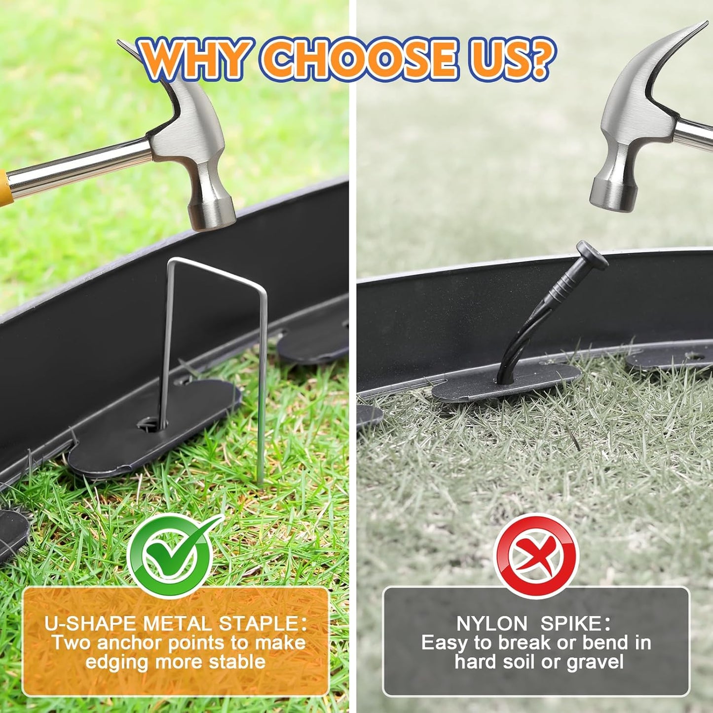 3 Inch x 40 FT (Multiple Sizes Available) Landscape Edging, Garden Edging Borders with 40pcs Upgrade Stakes, Flexible No Dig Plastic Garden Border for Lawn, Landscaping, Flower Beds and Yard