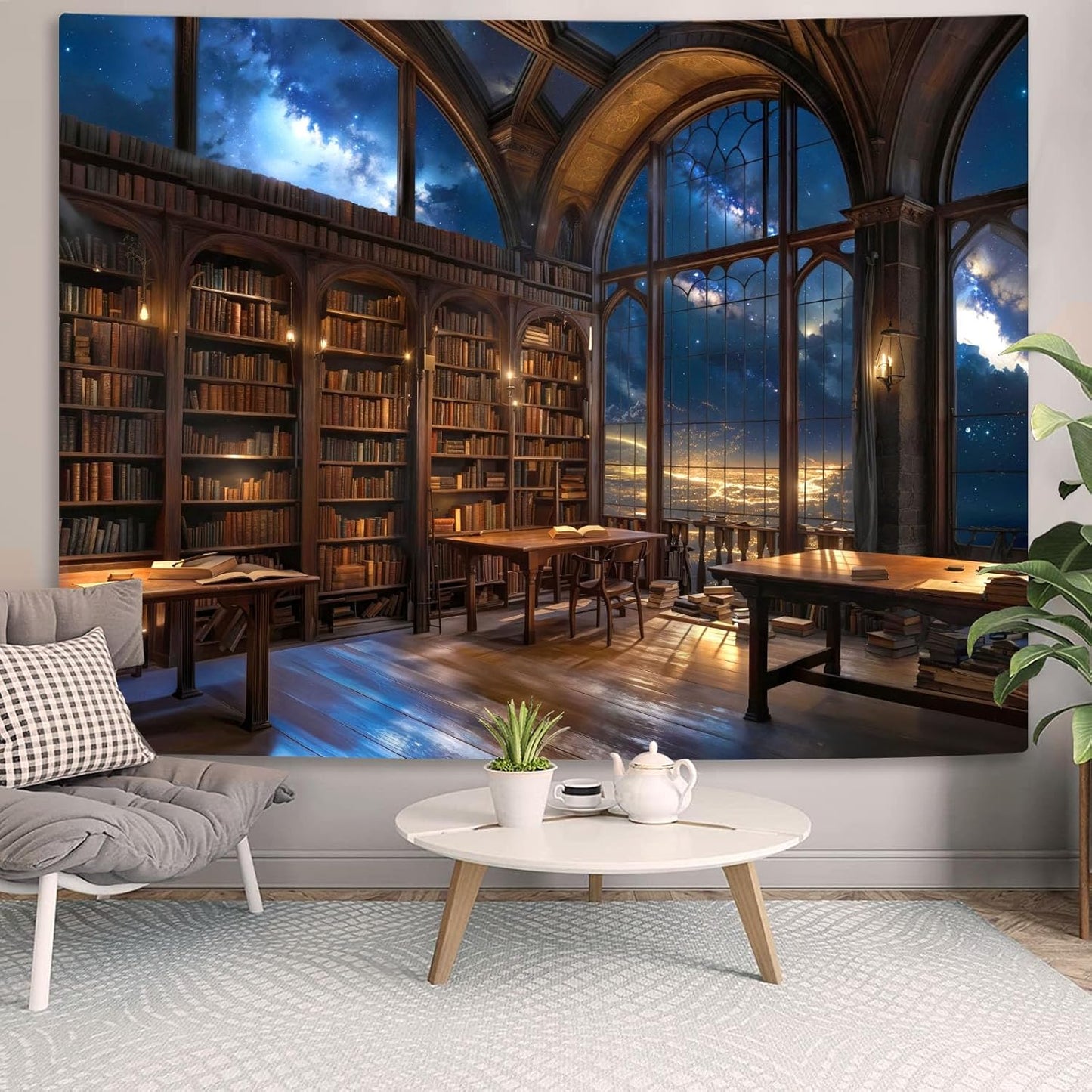 Accnicc Gothic Library Tapestry Vintage Medieval Bookshelf Tapestries Wall Hanging Fantasy Space Academia Book Large Tapestry for Bedroom Living Room Dorm Classroom 80 x 60 inch