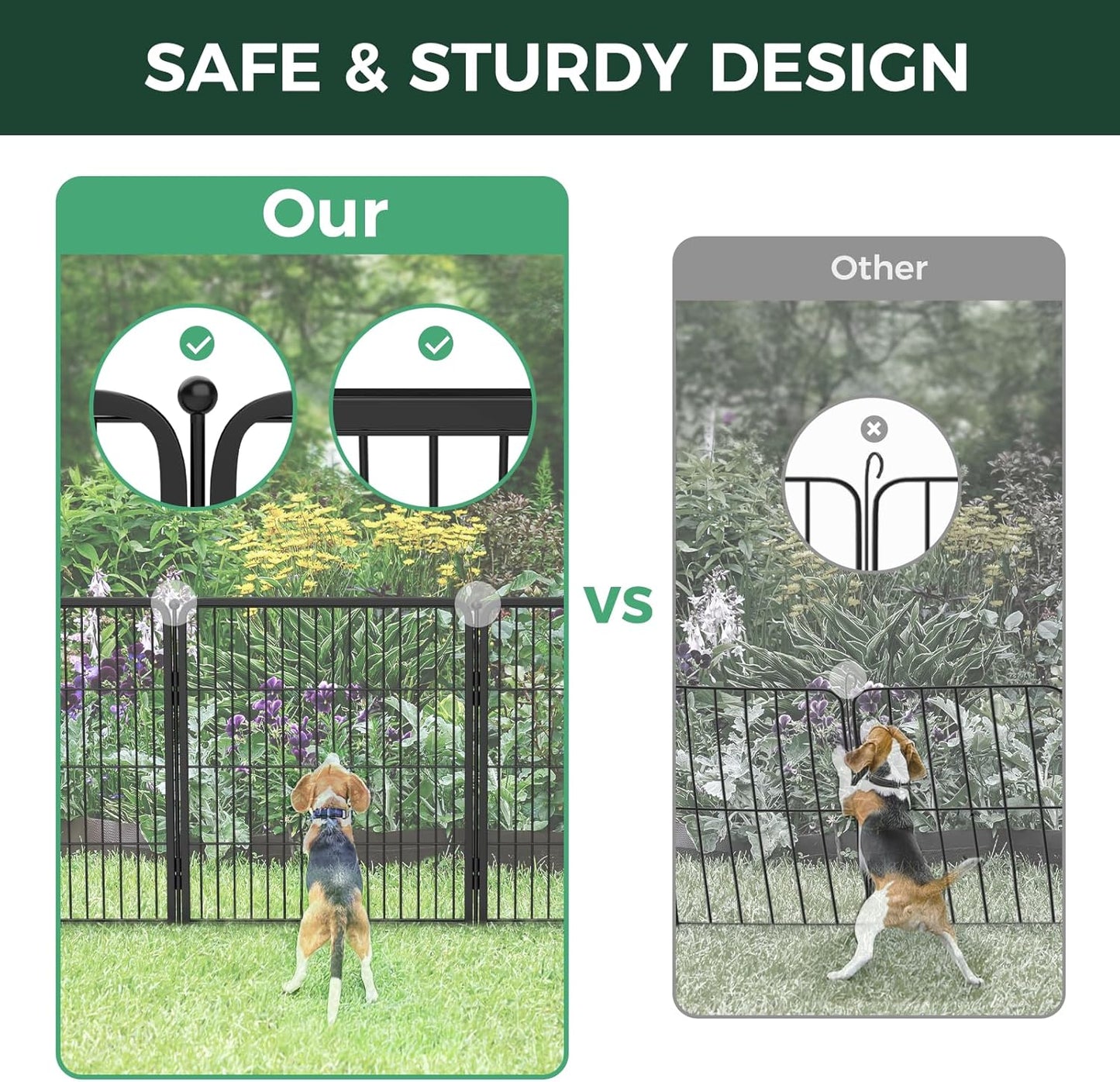 FXW Garden Fence 40in(H) x 36.0ft(L), 16 Panels Decorative Dog Fence Outdoor for The Yard – Heavy Duty Metal Animal Barrier for Dog and Rabbit, Easy Setup, Black