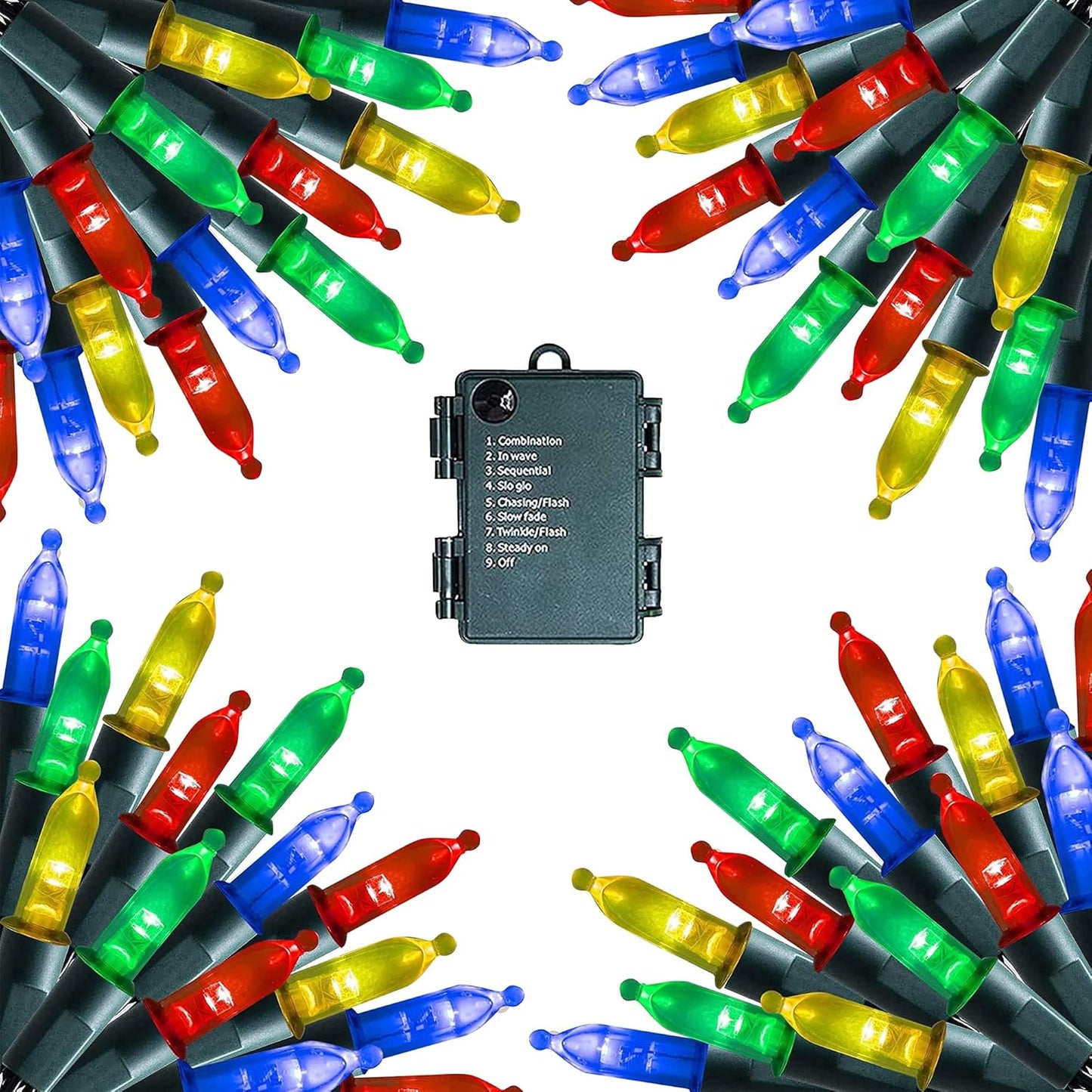 Dazzle Bright Christmas Mini String Lights, 4 Pack Total 64FT 200LED Batter Operated Waterproof Fairy Lights with 8 Modes for Xmas Indoor Outdoor Yard Garden Holiday Decorations (Multi-Colored)