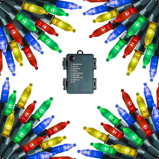 Dazzle Bright Christmas Mini String Lights, 4 Pack Total 64FT 200LED Batter Operated Waterproof Fairy Lights with 8 Modes for Xmas Indoor Outdoor Yard Garden Holiday Decorations (Multi-Colored)