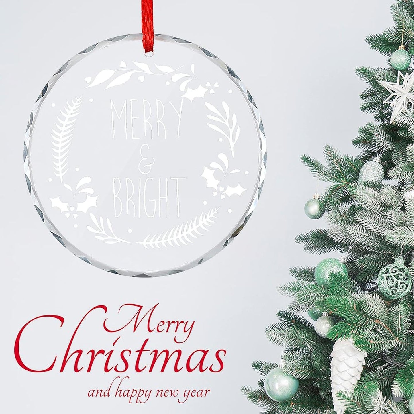 Personalized Christmas Ornaments - Custom Picture & Text Ornaments for Christmas 2024, Baby's 1st Christmas Ornament with Picture for Xmas Tree Custom Gifts for Family, Mom, Dad, Friend (Crystal)