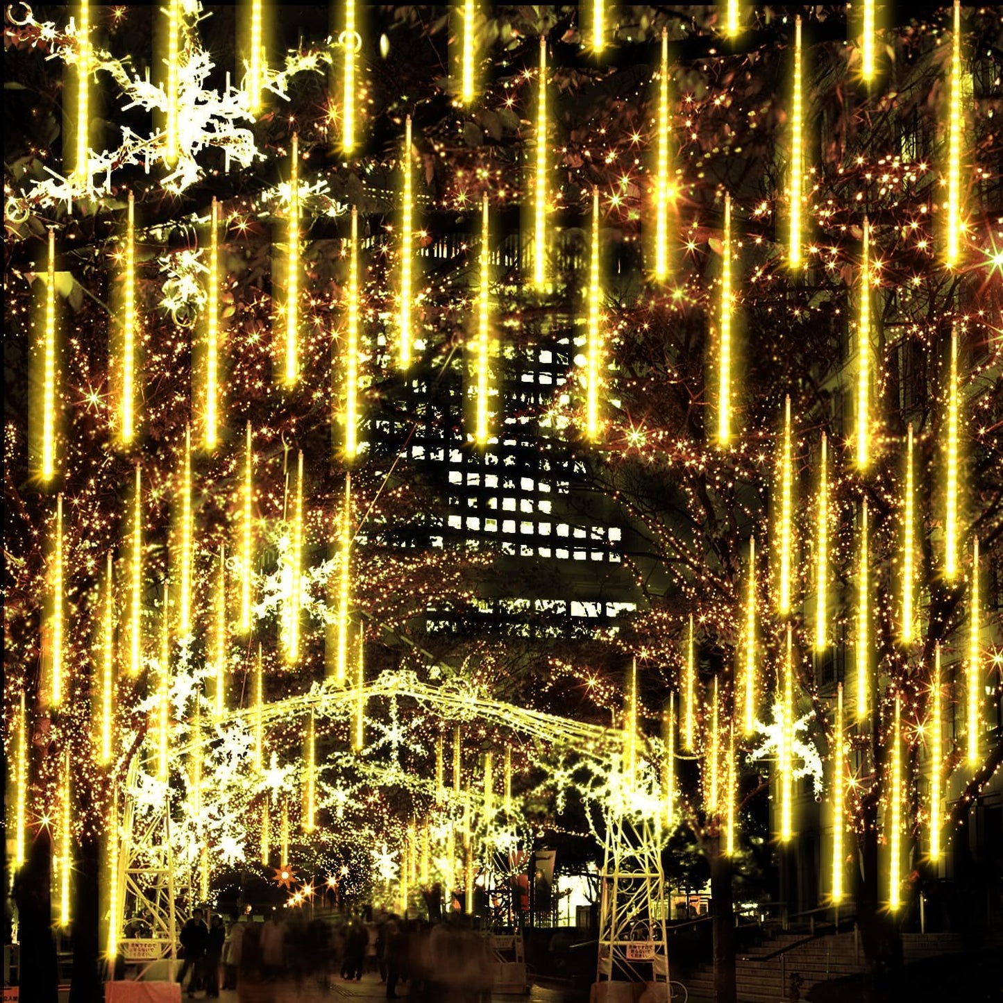 Christmas Meteor Shower Rain Lights, 10 Tube 12 Inch 240 LEDs Icicle Outdoor Raindrop for Xmas Halloween Wedding Party Tree Holiday Decoration, Warm White