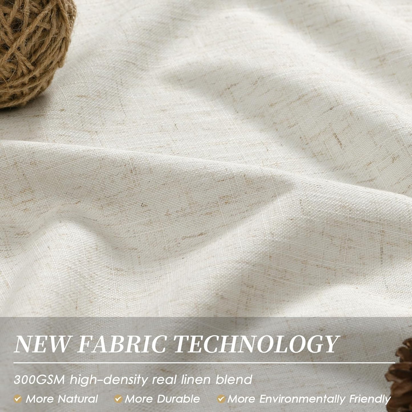 BOODII 63 Inch Blackout Curtains Cream Linen Black Out Curtains for Bedroom 2 Panels Set Neutral Room Darkening Curtain Natural Beige Thermal Insulated Curtain for Nursery Drapes Back Tab 52x63