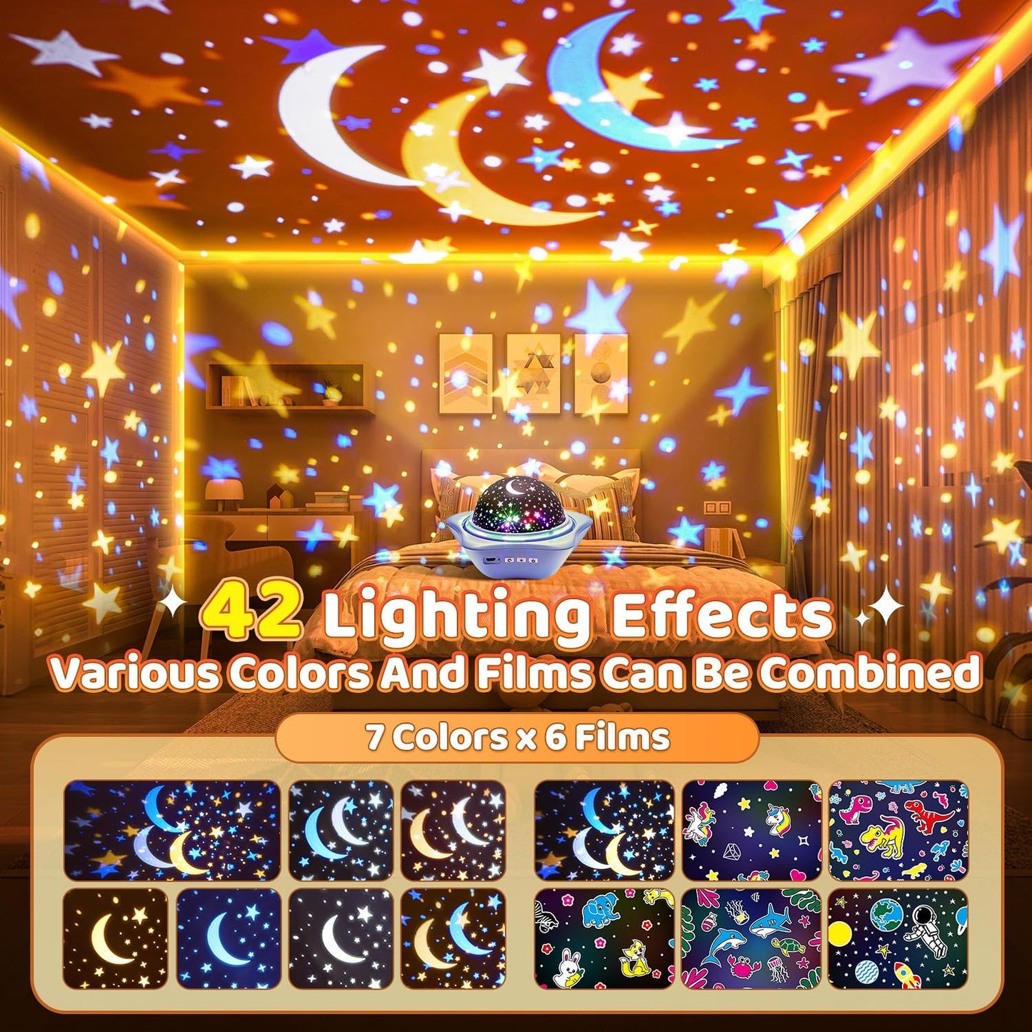 Night Light for Kids Night Light Projector, Baby Night Lights for Bedroom, Star Projector Galaxy Light Star Lights for Bedroom, Glow in The Dark Stars for Ceiling, Baby Sensory Toys, Kids Room Decor