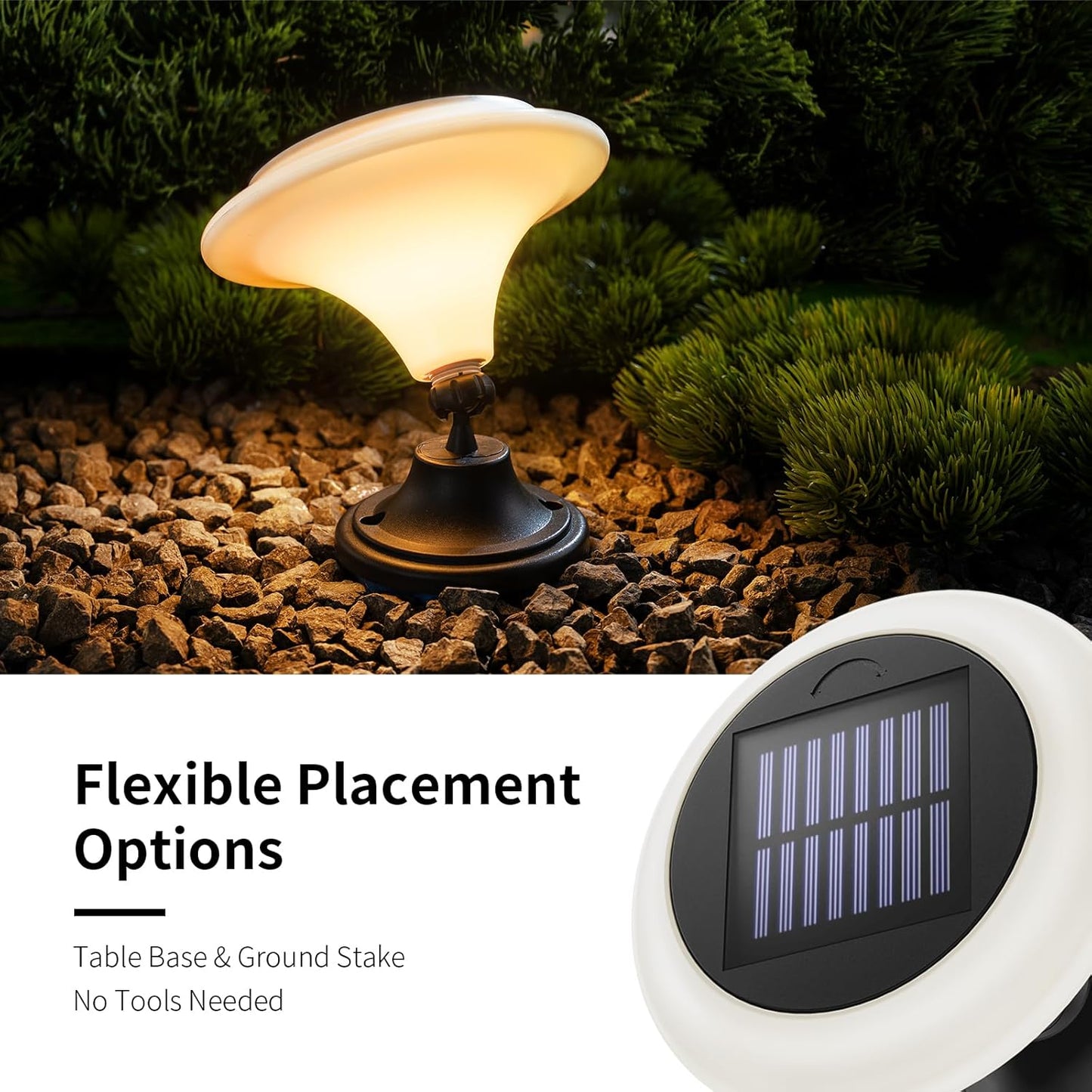 Solar Table Lights Outdoor, 2 Pack Classic Martini-Shaped Lanterns with Base & Ground Stakes, Waterproof LED Solar Powered Decorative Lights for Patio Table Garden Path (Warm White)