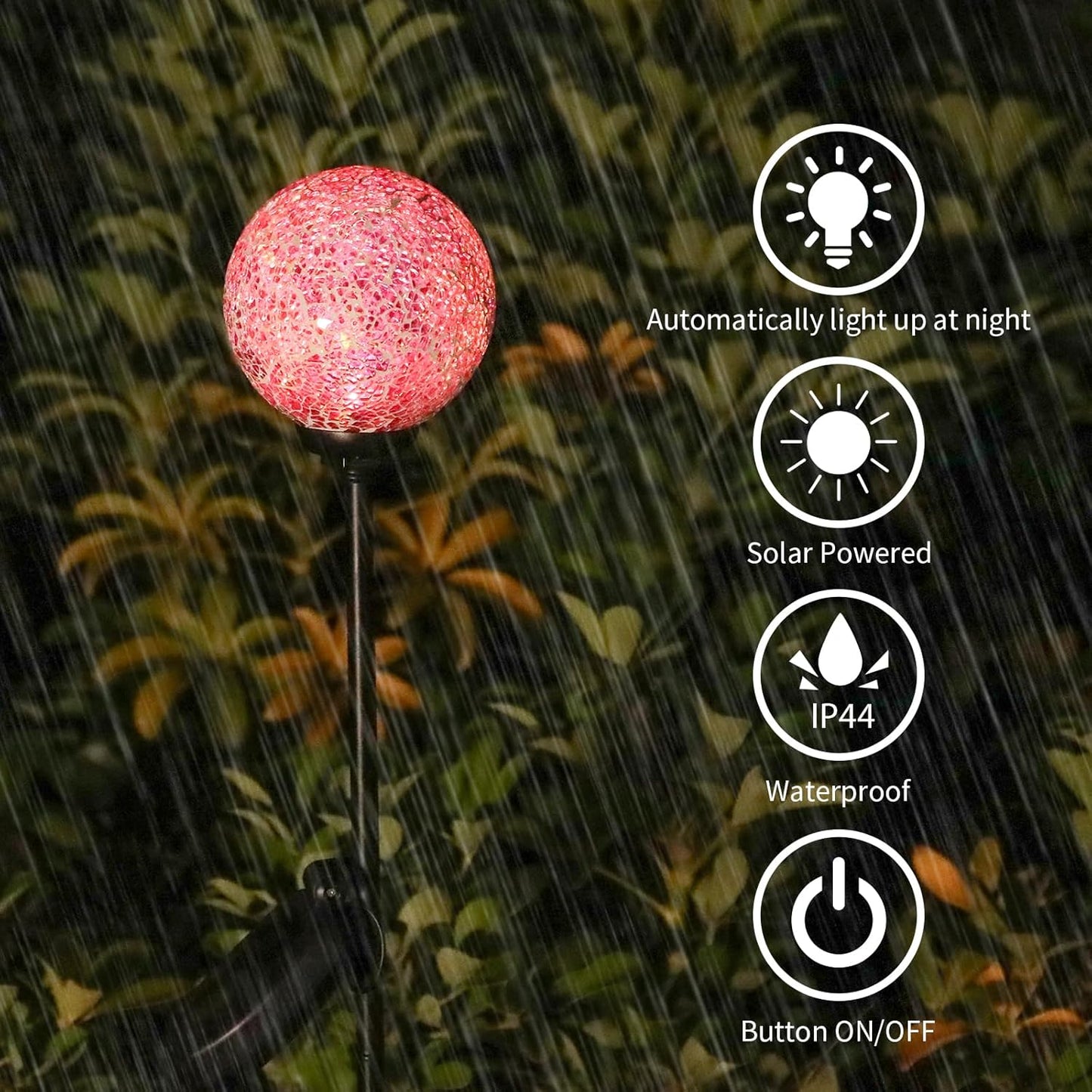 VCUTEKA Solar Garden Lights - Mosaic Solar Lights Outdoor Decor Pathway Light Waterpoof LED Stake Light for Landscape Lawn Patio Yard Decoration 1 Pack