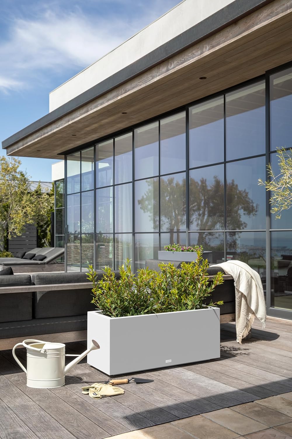 Veradek Block Series Long Box Planter - Large Rectangular Planter for Indoor or Outdoor Patio/Porch | Durable All-Weather Use with Drainage Holes | Modern Décor for Tall Plants, Flowers or Shrubs