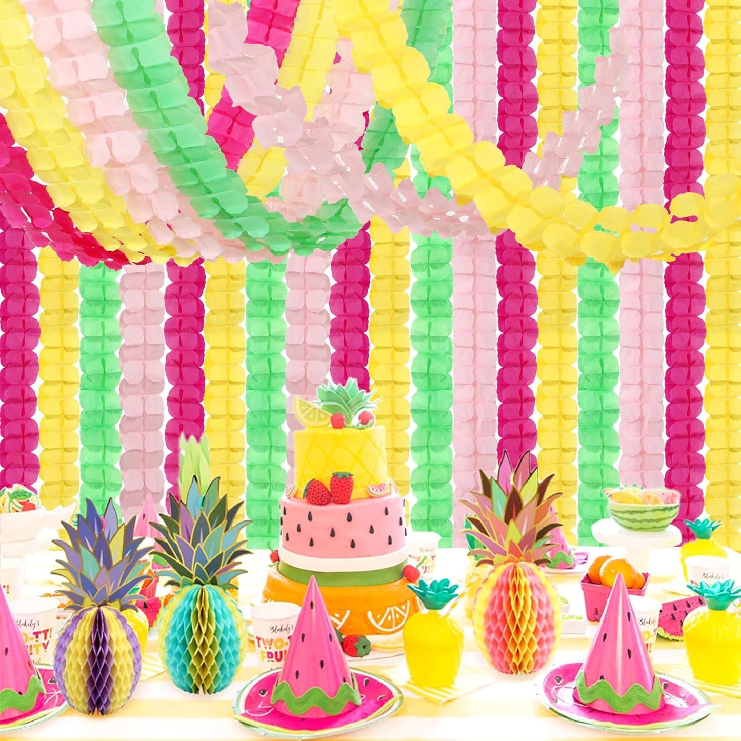 Hawaiian Luau Party-Decorations Streamer Garland - 157Ft Tropical Aloha Theme Supplies Four-Leaf Clover,Rose Red Pink Green Yellow Hanging Banner,Spring Summer Beach Birthday Baby Shower Decor Hugtmr